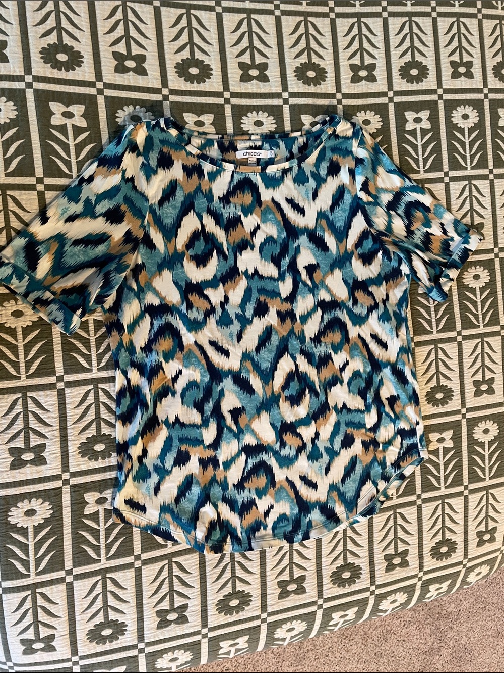 Chico’s Elbow-length Cotton Stretch Tee, Chico’s size 0 (fits 4-6/S)